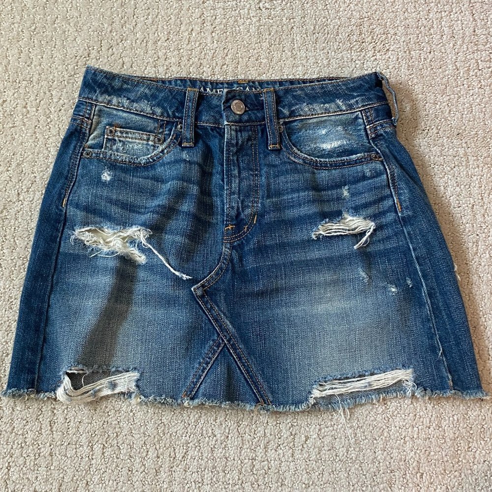 American Eagle Distressed Denim Skirt